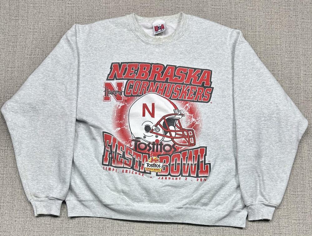 Vintage Nebraska Cornhuskers Sweatshirt Mens XL Fiesta Bowl 2000 USA Sport Club